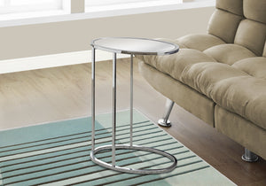 24" Mirrored Top and Chrome Metal Accent Table