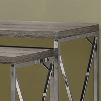 32.5" Dark Taupe Particle Board and Chrome Metal Two Piece Accent Table