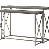 32.5" Dark Taupe Particle Board and Chrome Metal Two Piece Accent Table