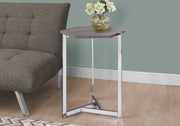 24" Dark Taupe Particle Board and Chrome Metal Hexagon Accent Table