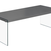 16.25" Glossy Grey Particle Board and Tempered Glass Coffee Table