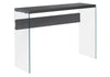 32" Glossy Grey Particle Board and Clear Tempered Glass Accent Table