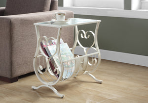 21.75" Metal and Clear Tempered Glass Accent Table