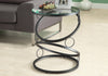 24.25" Matte Black Metal and Clear Tempered Glass Accent Table