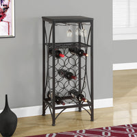 40.5" Black Metal Wine Bottle and Glass Rack Home Bar