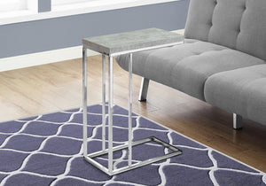 25.25" Grey Cement Particle Board and Chrome Metal Accent Table