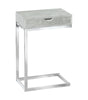 24.5" Grey Cement Particle Board and Chromed Metal Accent Table