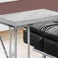 25.25" Grey Cement Particle Board and Chrome Metal Accent Table