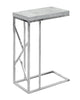 25.25" Grey Cement Particle Board and Chrome Metal Accent Table