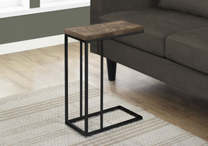 25.25" Brown Particle Board and Black Metal Accent Table