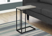 25.25" Grey Particle Board and Black Metal Accent Table