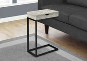 24.5" Grey Particle Board and Black Metal Accent Table with a Drawer