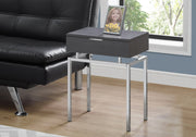 23.25" Grey Particle Board and Chrome Metal Accent Table