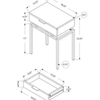 23.25" Dark Taupe Particle Board and Chrome Metal Accent Table