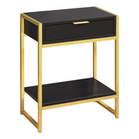 24" Cappuccino Particle Board and MDF, and Gold Metal Accent Table