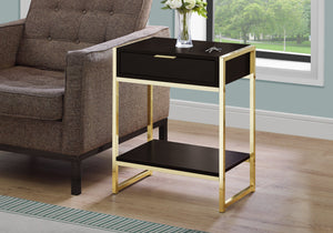 24" Cappuccino Particle Board and MDF, and Gold Metal Accent Table