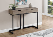 32" Dark Taupe MDF and Black Metal Accent Table