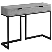 32" Grey MDF and Black Metal Accent Table