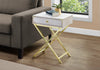 24" Beige Marble Particle Board and MDF, and Gold Metal Accent Table