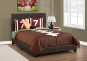 45.75" Dark Brown Solid Wood, MDF, and Foam Full Size Bed with a Leather Look