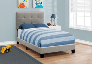 45.75" Solid Wood, MDF, Foam, and Linen Twin Size Bed