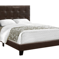 45.75" Brown and Black Solid Wood, MDF, and Foam Full Size Bed with a Leather Look