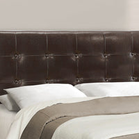 45.75" Dark Brown Solid Wood, MDF, and Foam Queen Size Bed with a Leather Look