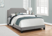 45.5" Solid Wood, Linen, MDF, and Foam Full Size Bed with a Chrome Trim