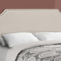 45.5" Beige Solid Wood, Linen, MDF, and Foam Full Size Bed with a Chrome Trim