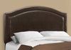 51.5" Dark Brown Solid Wood, Linen, MDF, & Foam Queen Size Bed with a Brass Trim