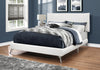 47.25" White Solid Wood, MDF, Foam, and Linen Queen Sized Bed with Chrome Legs