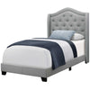 56.5" Foam, MDF, Solid Wood, and Linen Twin Size Bed with a Chrome Trim