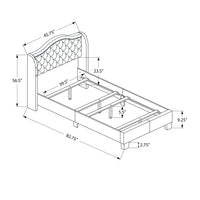 56.5" Light Grey Foam, MDF, Solid Wood, & Linen Twin Size Bed with a Chrome Trim