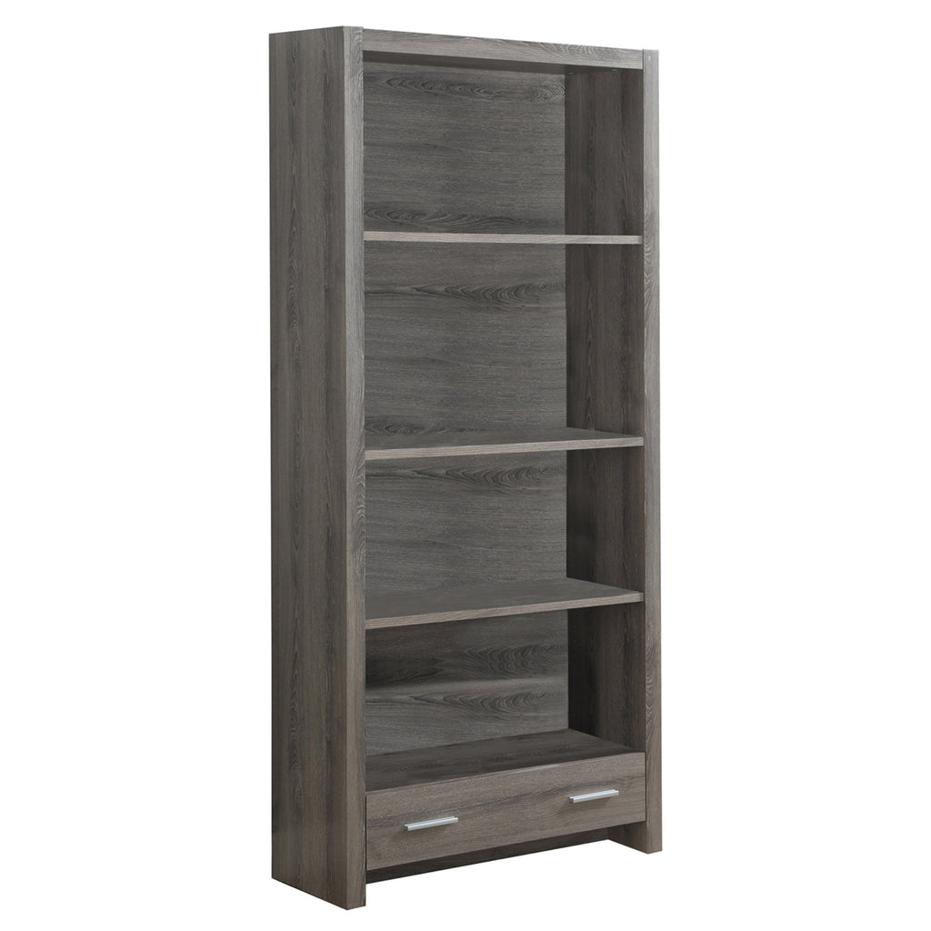 71" Taupe Four Tier Barrister Bookcase With One Drawer