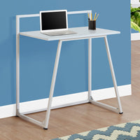 34" White MDF and White Metal Computer Desk