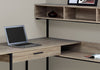 47.25" Dark Taupe MDF and Black Metal Corner Computer Desk