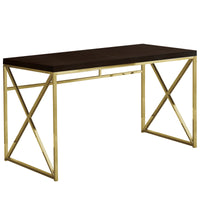 29.75" Particle Board and Gold Metal Computer Desk