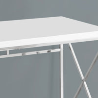 29.75" Glossy White Particle Board and Chrome Metal Computer Desk