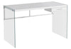 30" Glossy White Particle Board and Clear Tempered Glass Computer Desk