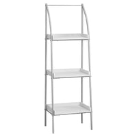 48" White MDF and Silver Metal Bookshelf