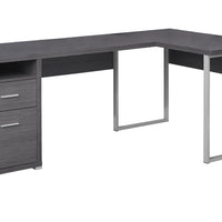 47" Grey L-Shape Computer Desk With Two Drawers