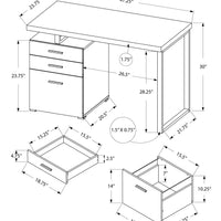 30" Dark Taupe Particle Board and Silver Metal Computer Desk