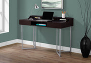 32.75" Cappuccino MDF and Silver Metal Computer Desk