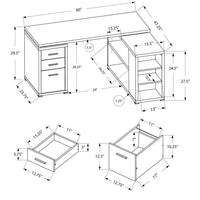 47.25" x 60" x 29" Black Grey Particle Board Hollow Core Computer Desk With A Grey Top