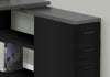 29.5" Black Particle Board and Silver Metal Computer Desk with a Grey Top