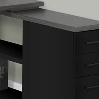 29.5" Black Particle Board and Silver Metal Computer Desk with a Grey Top