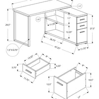 29.5" Black Particle Board and Silver Metal Computer Desk with a Grey Top