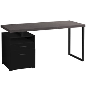 24" Grey Rectangular Computer Desk With Two Drawers