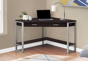 30" Cappuccino Particle Board and Silver Metal Computer Desk