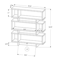 54.75" White and Cement Particle Board and MDF Bookcase with a Hollow Core